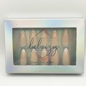 Press On Nails Long French Almond Reusable Nail Tips Kit